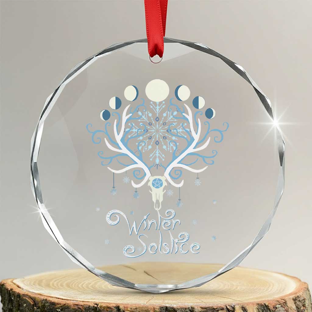 Winter Solstice Yule Pagan Xmas Reindeer Crystal Glass Ornament TS11 Transparent Glass 3'' Circle Print Your Wear