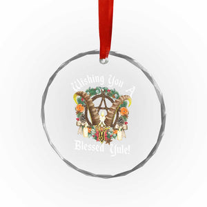 Wishing You A Blessed Yule Crystal Glass Ornament Yule Goat Pagan TS11 Print Your Wear