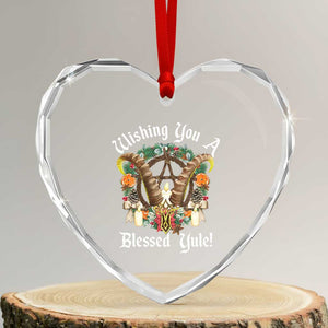 Wishing You A Blessed Yule Heart Crystal Glass Ornament Yule Goat Pagan TS11 Transparent Glass 3'' Heart Print Your Wear