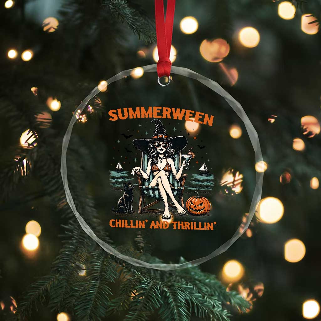 Witchy Beach Summerween Vacation Crystal Glass Ornament Chillin And Thrillin TS12 Print Your Wear