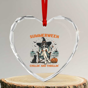 Witchy Beach Summerween Vacation Heart Crystal Glass Ornament Chillin And Thrillin