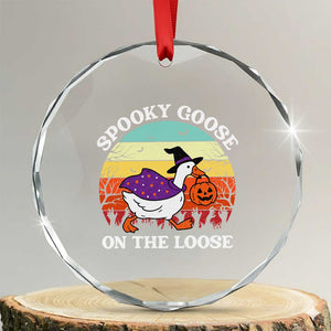 Witchy Silly Goose Crystal Glass Ornament Retro Girly Halloween Spooky Goose Lover TS10 Transparent Glass 3'' Circle Print Your Wear