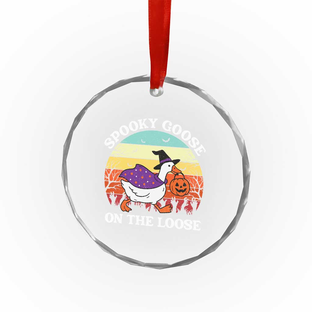 Witchy Silly Goose Crystal Glass Ornament Retro Girly Halloween Spooky Goose Lover TS10 Transparent Glass 3'' Circle Print Your Wear