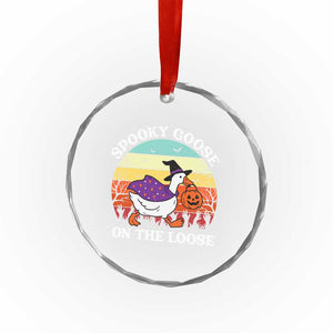 Witchy Silly Goose Crystal Glass Ornament Retro Girly Halloween Spooky Goose Lover TS10 Transparent Glass 3'' Circle Print Your Wear
