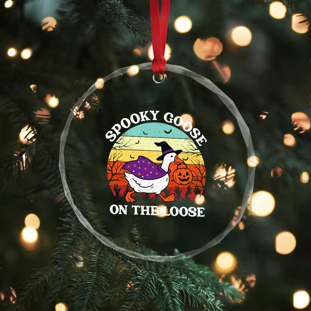 Witchy Silly Goose Crystal Glass Ornament Retro Girly Halloween Spooky Goose Lover TS10 Print Your Wear