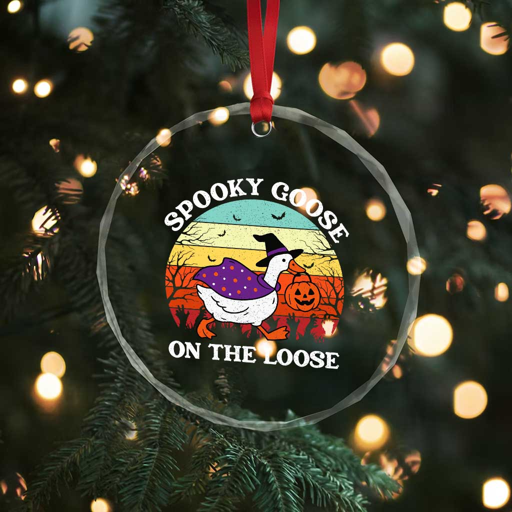 Witchy Silly Goose Crystal Glass Ornament Retro Girly Halloween Spooky Goose Lover TS10 Print Your Wear