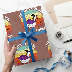 Witchy Silly Goose Wrapping Paper Roll Retro Girly Halloween Spooky Goose Lover TS10 Mocha Print Your Wear