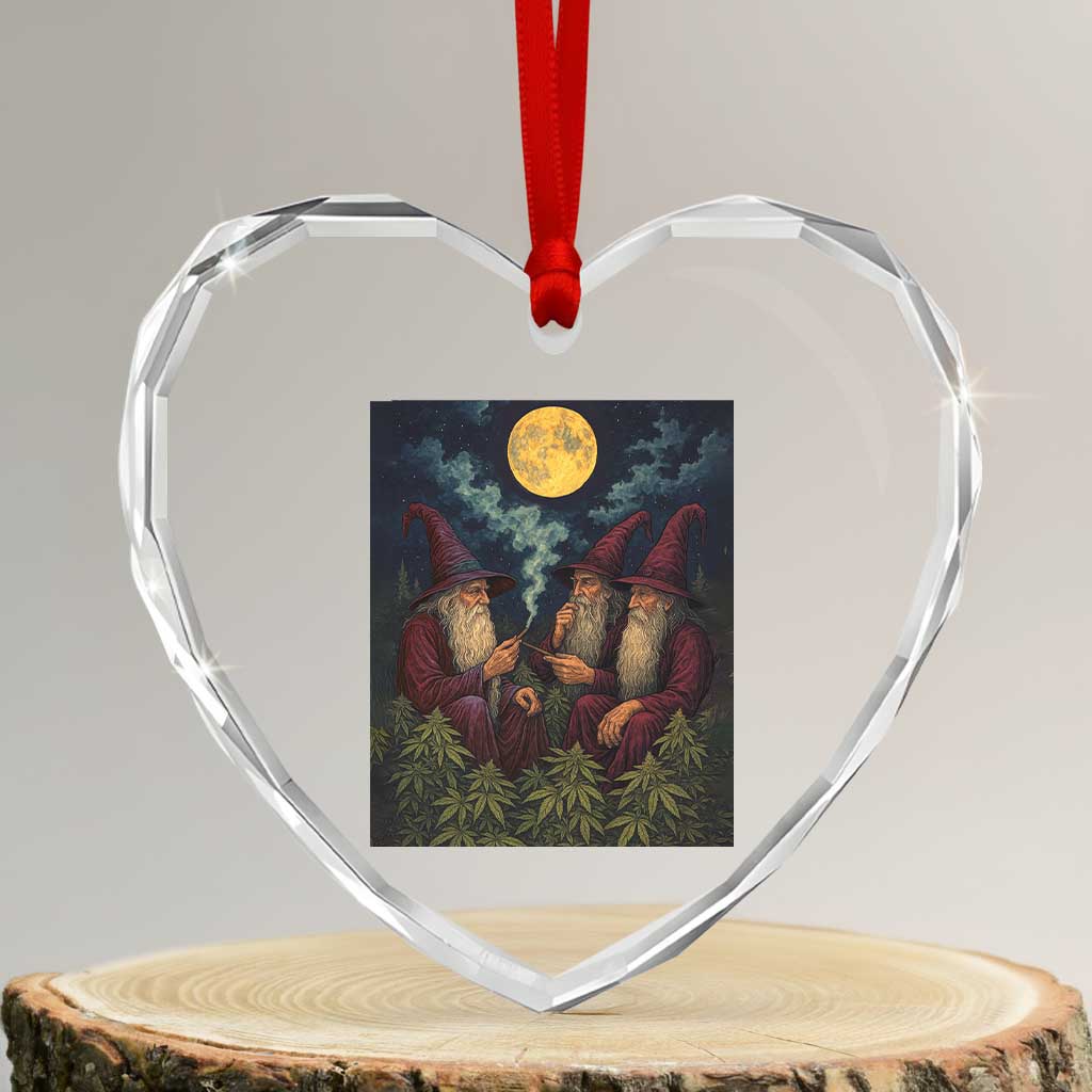 Wizard 420 Smoking Marijuana Heart Crystal Glass Ornament Funny Stoner Weed Lover Meme TS10 Transparent Glass 3'' Heart Print Your Wear