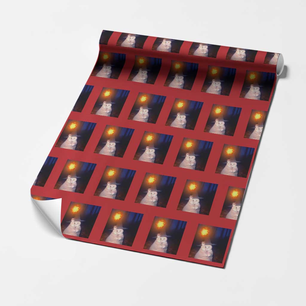 Wizard Cat Wrapping Paper Roll Weird Funny Retro Halloween Orange Cat Meme TS10 Red Print Your Wear