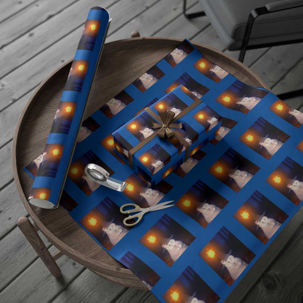 Wizard Cat Wrapping Paper Roll Weird Funny Retro Halloween Orange Cat Meme TS10 Blue Print Your Wear