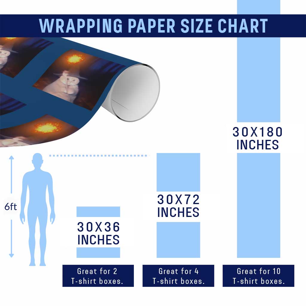 Wizard Cat Wrapping Paper Roll Weird Funny Retro Halloween Orange Cat Meme TS10 Print Your Wear