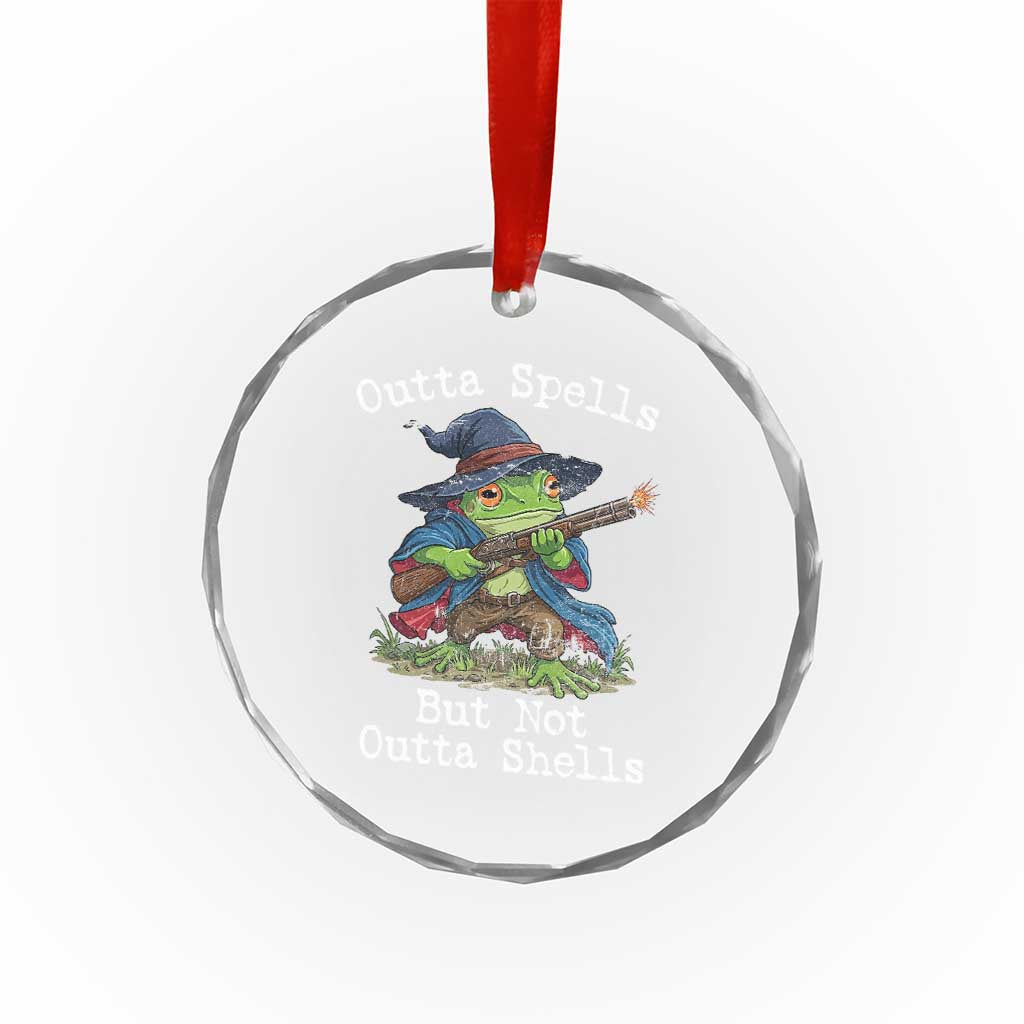 Wizard Frog Meme Crystal Glass Ornament Outta Spells But Not Outta Shells TS10 Print Your Wear