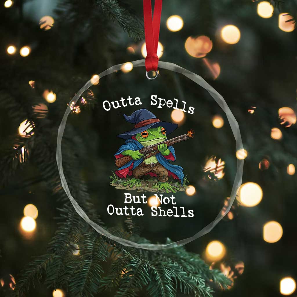 Wizard Frog Meme Crystal Glass Ornament Outta Spells But Not Outta Shells TS10 Print Your Wear