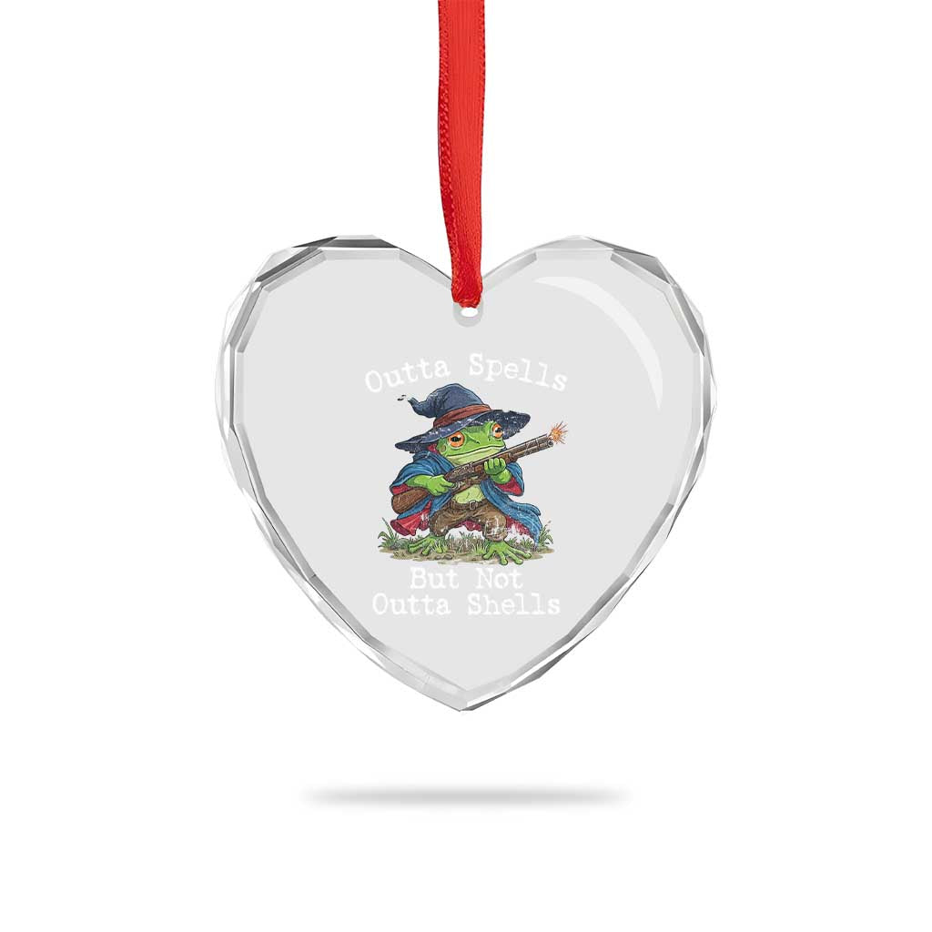 Wizard Frog Meme Heart Crystal Glass Ornament Outta Spells But Not Outta Shells TS10 Print Your Wear