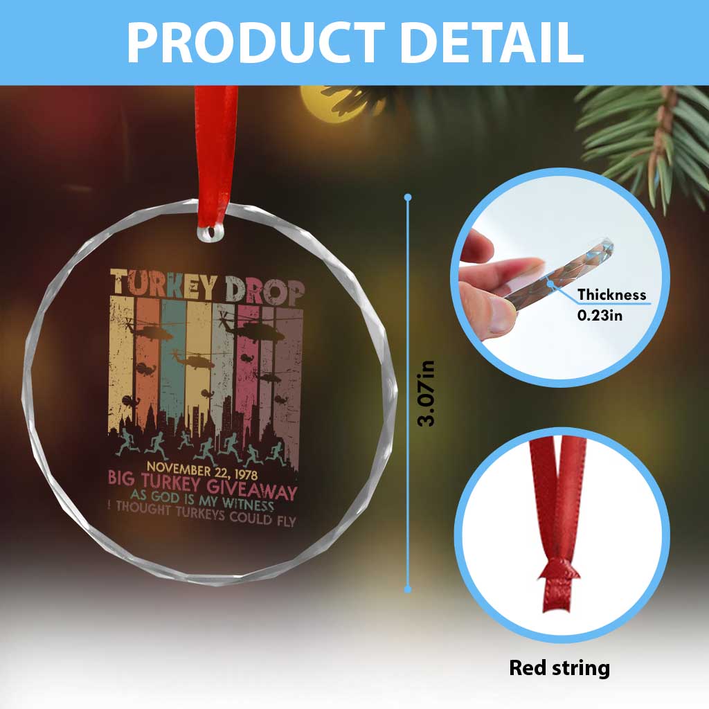 WKRP Turkey Drop Crystal Glass Ornament Retro First Annual WKRP Funny Thanksgiving Day TS10 Print Your Wear