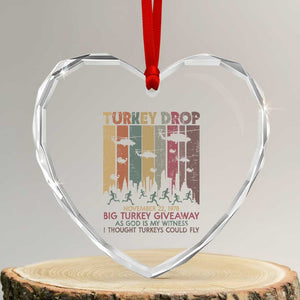WKRP Turkey Drop Heart Crystal Glass Ornament Retro First Annual WKRP Funny Thanksgiving Day TS10 Transparent Glass 3'' Heart Print Your Wear