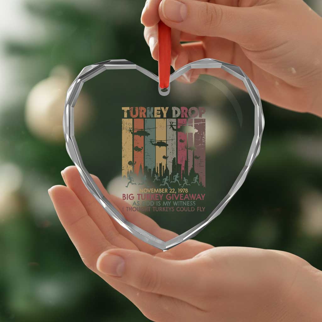 WKRP Turkey Drop Heart Crystal Glass Ornament Retro First Annual WKRP Funny Thanksgiving Day TS10 Print Your Wear