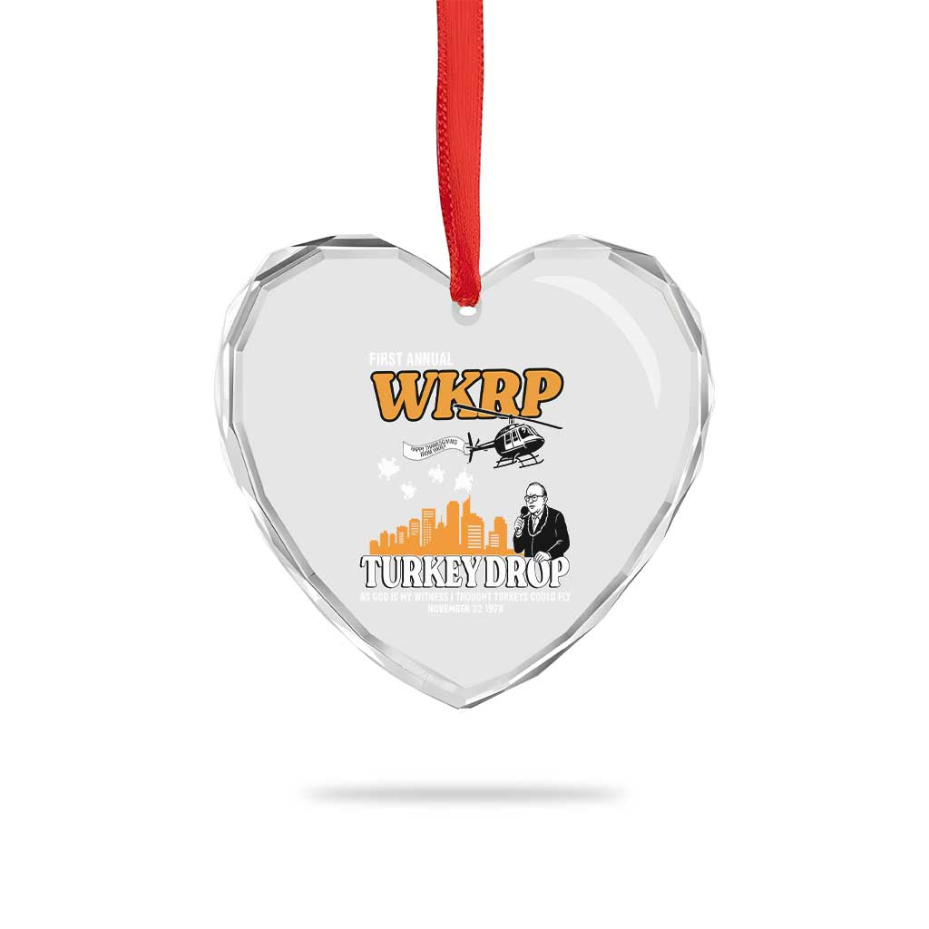 WKRP Turkey Drop with Les Nessman Heart Crystal Glass Ornament Retro Thanksgiving Humor for Classic TV Fans TS02 Print Your Wear