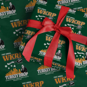 WKRP Turkey Drop with Les Nessman Wrapping Paper Roll Retro Thanksgiving Humor for Classic TV Fans TS02 Green Print Your Wear