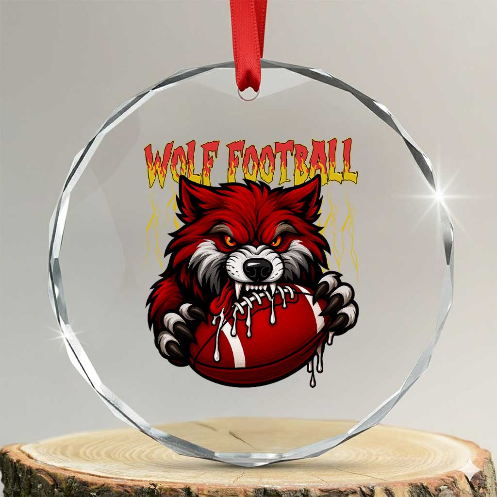 Wolf Football Lover Crystal Glass Ornament American Sports Fan Gift TS12 Transparent Glass 3'' Circle Print Your Wear