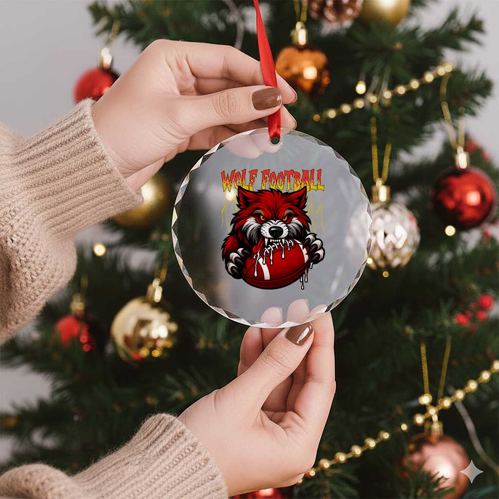 Wolf Football Lover Crystal Glass Ornament American Sports Fan Gift TS12 Print Your Wear