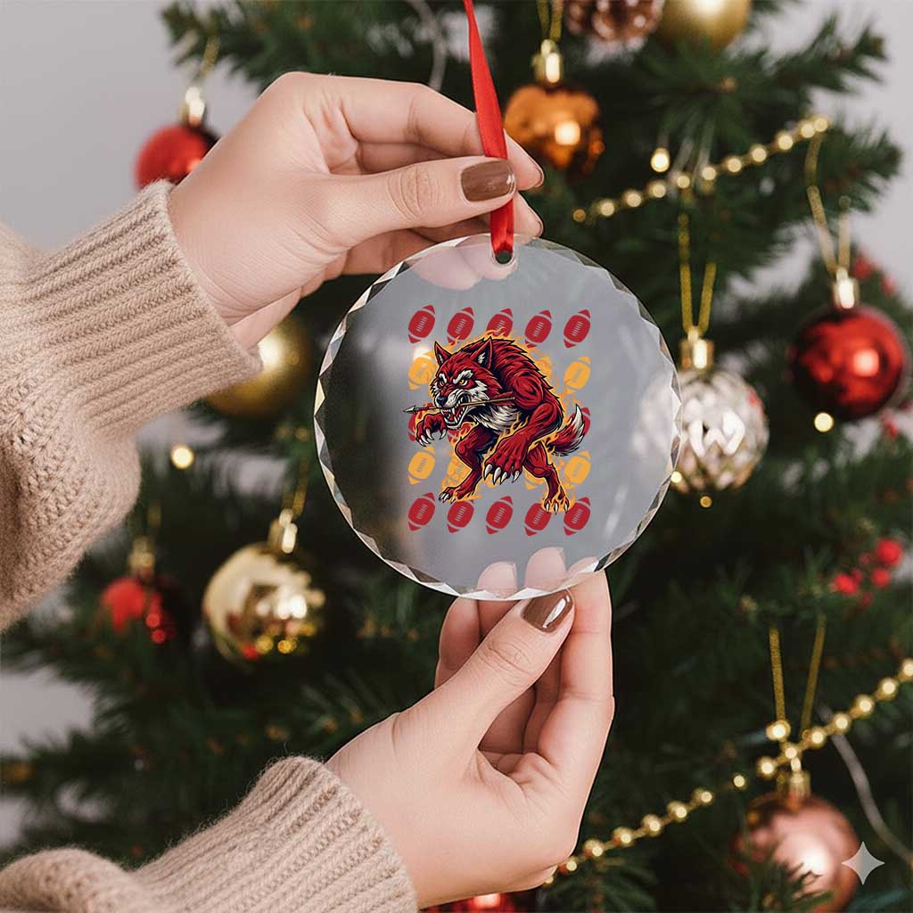 Wolf Football Lover Crystal Glass Ornament Game Day Fan Lifestyle TS12 Print Your Wear