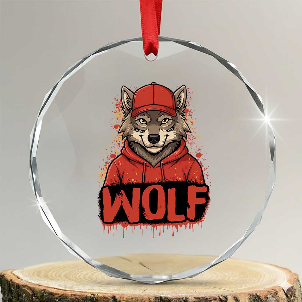 Wolf Football Lover Crystal Glass Ornament Game Day Tailgate Lifestyle TS12 Transparent Glass 3'' Circle Print Your Wear