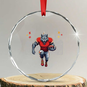 Wolf Football Lover Crystal Glass Ornament Midwest Game Day Lifestyle TS12 Transparent Glass 3'' Circle Print Your Wear