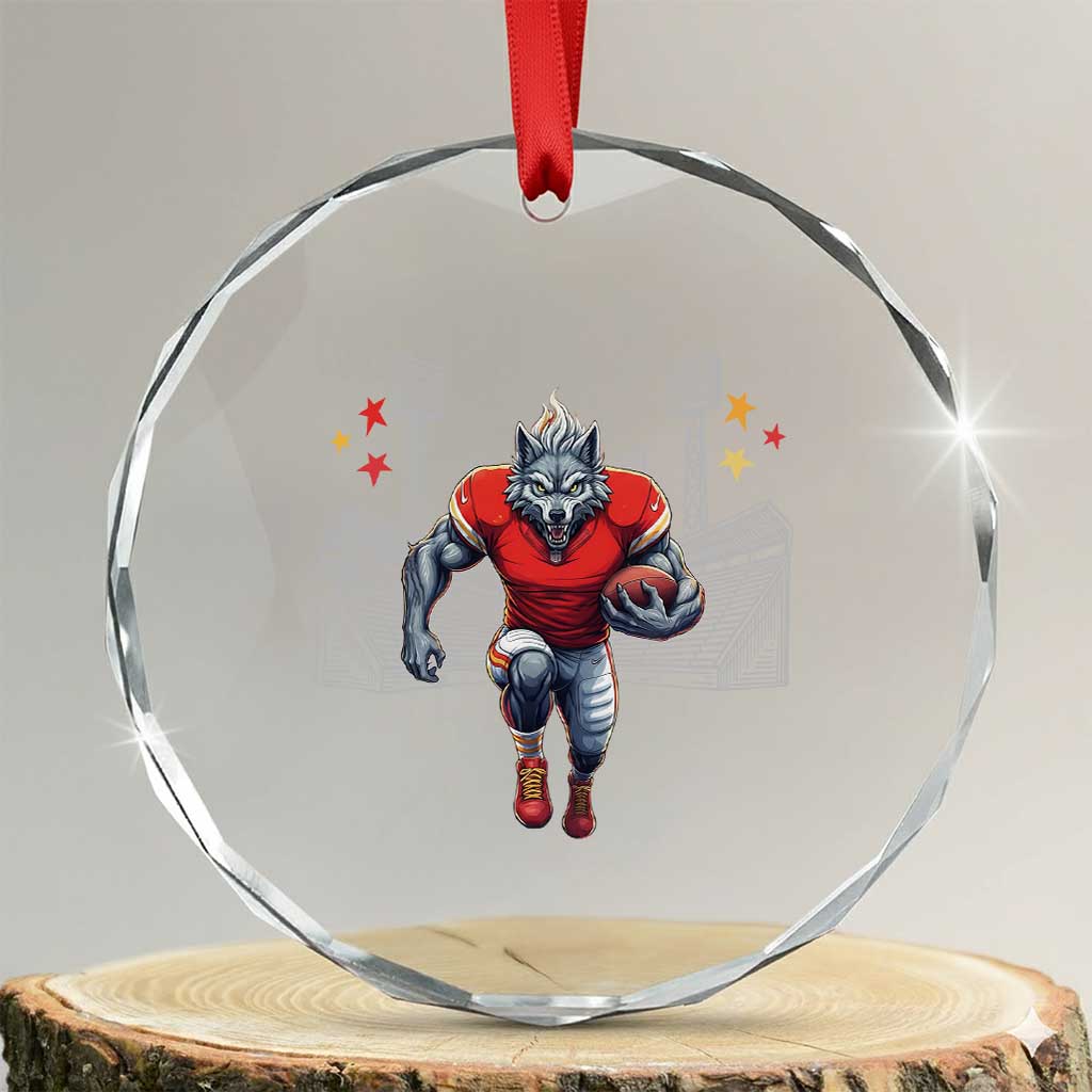 Wolf Football Lover Crystal Glass Ornament Midwest Game Day Lifestyle TS12 Transparent Glass 3'' Circle Print Your Wear