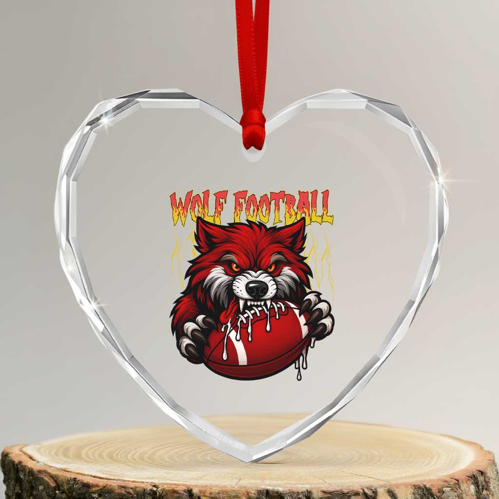 Wolf Football Lover Heart Crystal Glass Ornament American Sports Fan Gift TS12 Transparent Glass 3'' Heart Print Your Wear