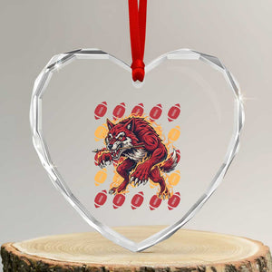 Wolf Football Lover Heart Crystal Glass Ornament Game Day Fan Lifestyle TS12 Transparent Glass 3'' Heart Print Your Wear