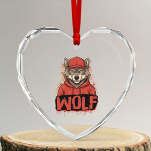 Wolf Football Lover Heart Crystal Glass Ornament Game Day Tailgate Lifestyle TS12 Transparent Glass 3'' Heart Print Your Wear
