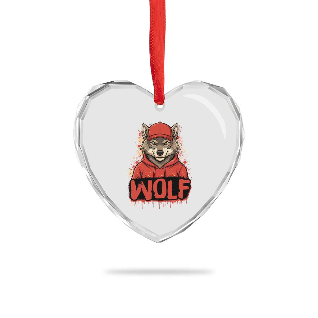 Wolf Football Lover Heart Crystal Glass Ornament Game Day Tailgate Lifestyle TS12 Print Your Wear