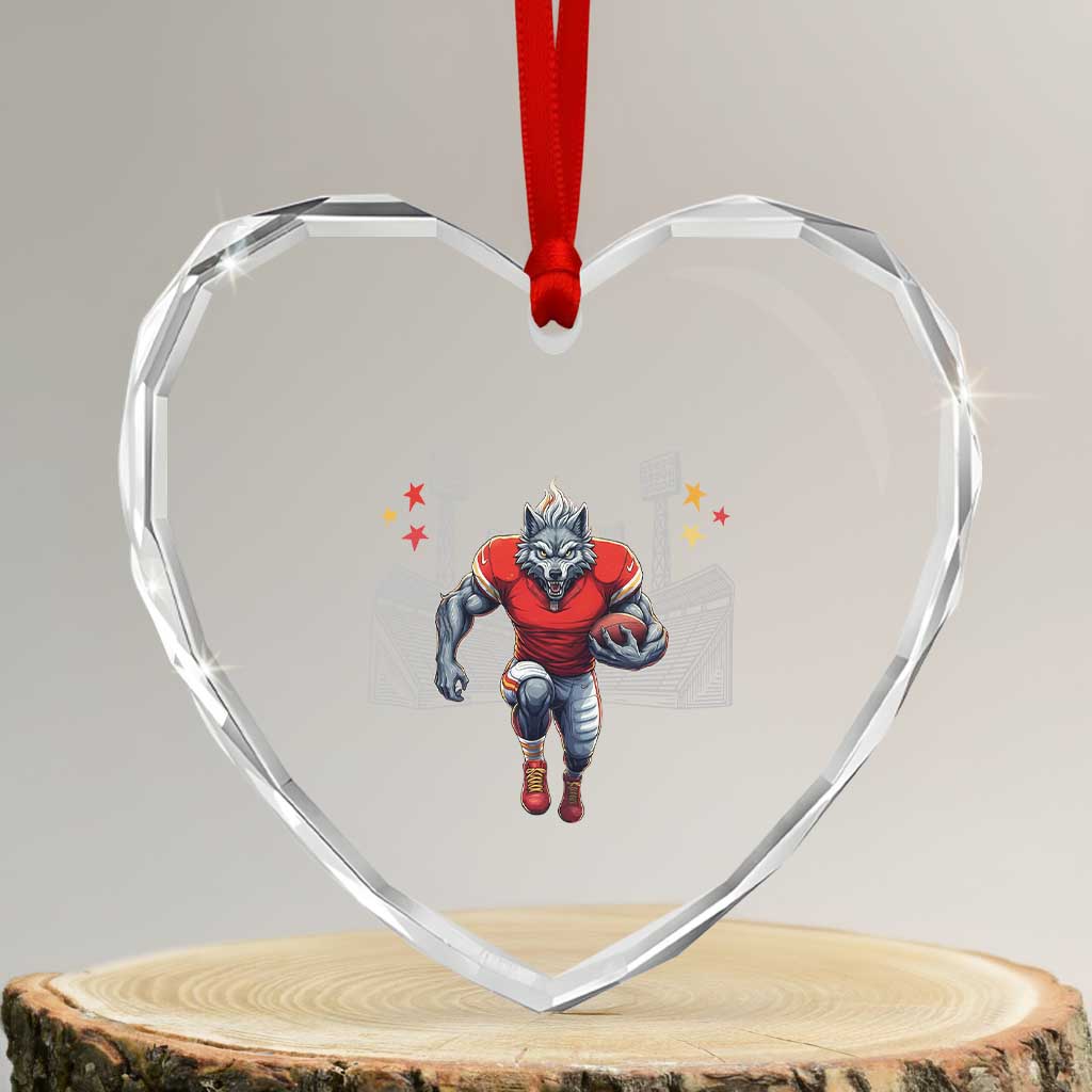 Wolf Football Lover Heart Crystal Glass Ornament Midwest Game Day Lifestyle TS12 Transparent Glass 3'' Heart Print Your Wear