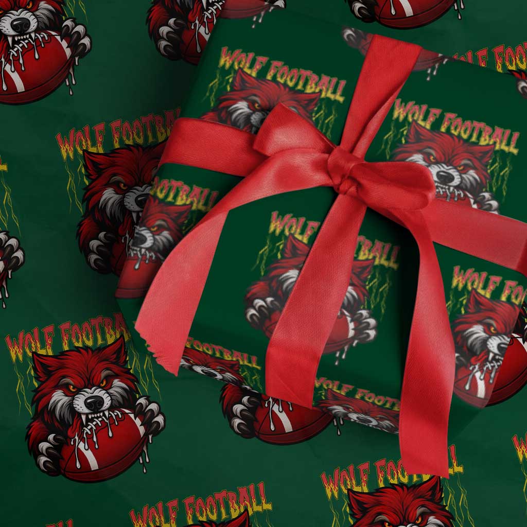 Wolf Football Lover Wrapping Paper Roll American Sports Fan Gift TS12 Green Print Your Wear