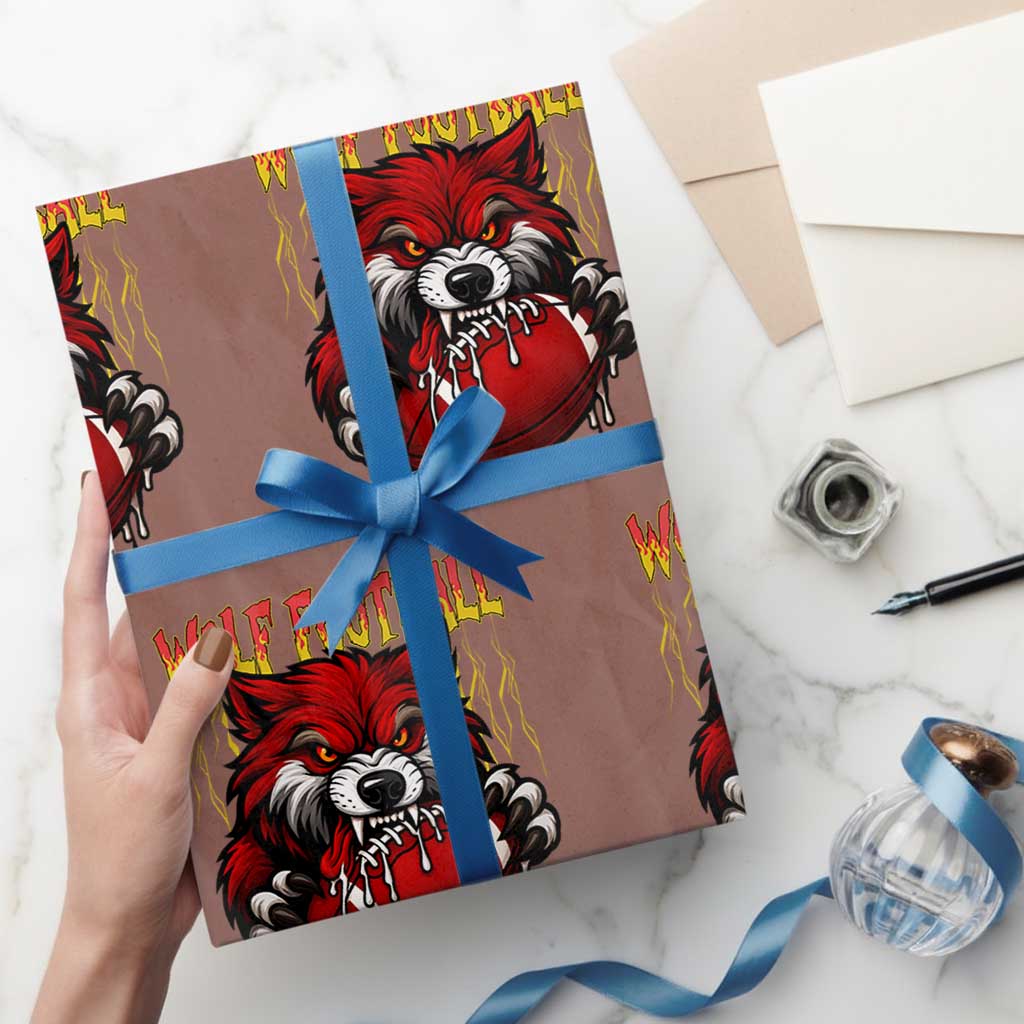 Wolf Football Lover Wrapping Paper Roll American Sports Fan Gift TS12 Mocha Print Your Wear