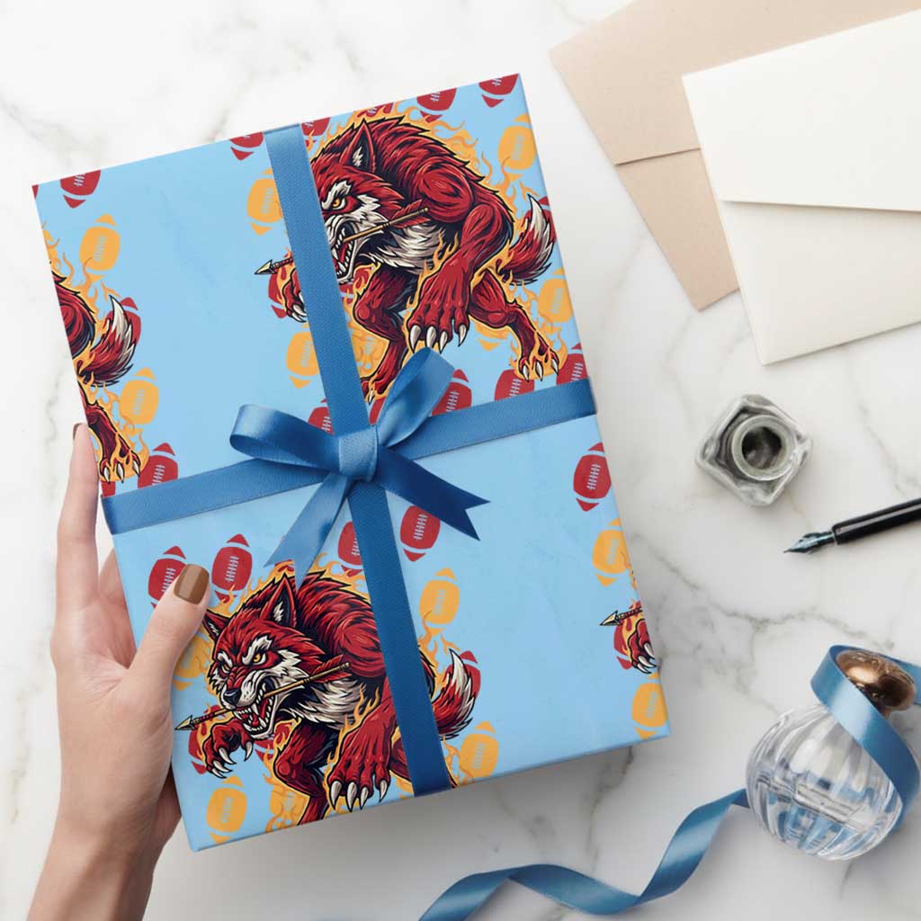 Wolf Football Lover Wrapping Paper Roll Game Day Fan Lifestyle TS12 Light Blue Print Your Wear