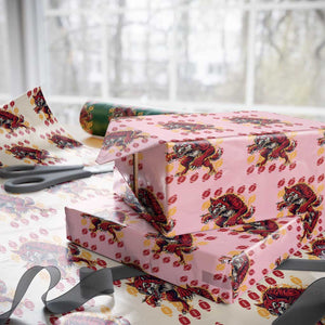 Wolf Football Lover Wrapping Paper Roll Game Day Fan Lifestyle TS12 Light Pink Print Your Wear