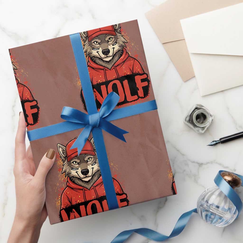 Wolf Football Lover Wrapping Paper Roll Game Day Tailgate Lifestyle TS12 Mocha Print Your Wear