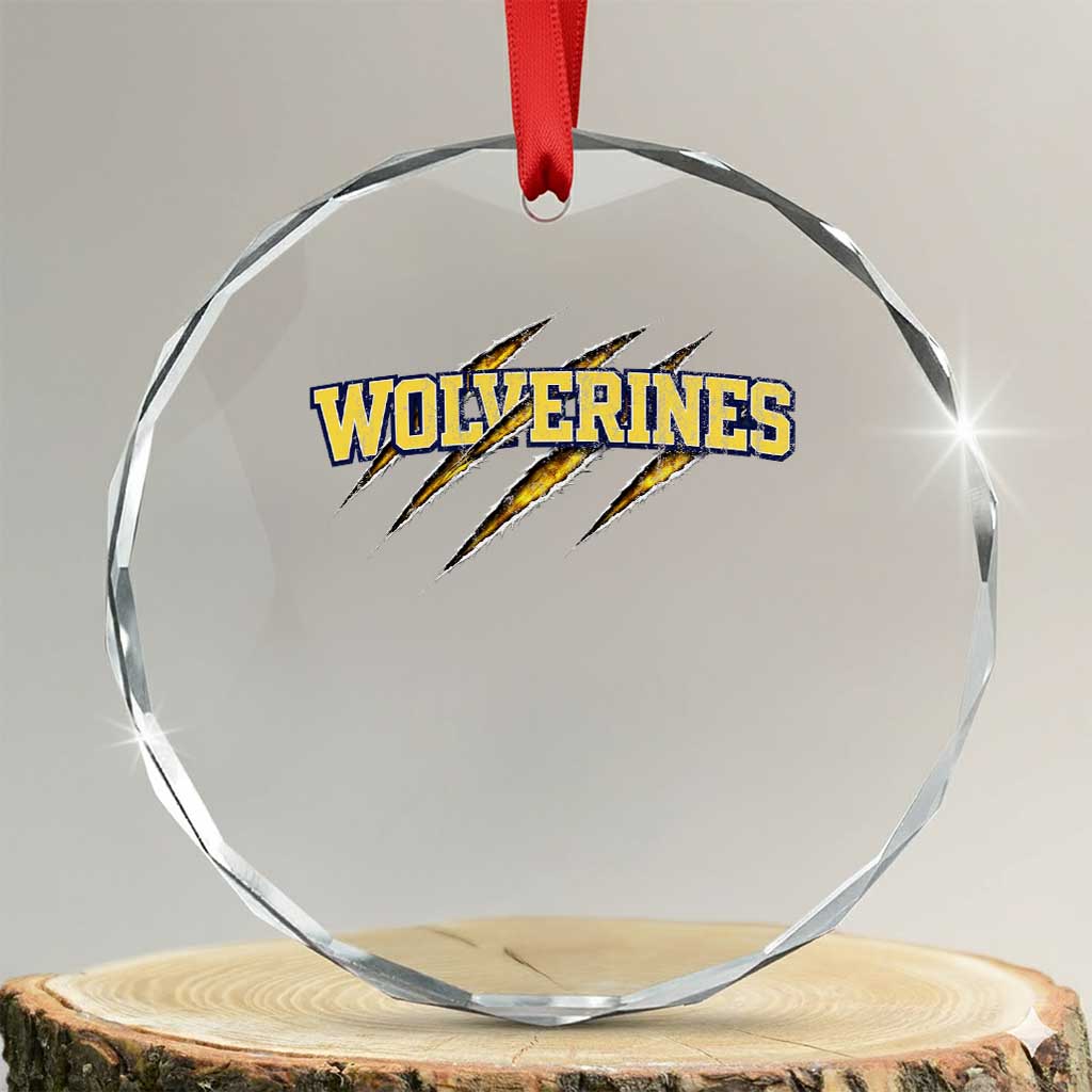 Wolverine Lover Sports Game Day Scratch Mark Crystal Glass Ornament TS11 Transparent Glass 3'' Circle Print Your Wear