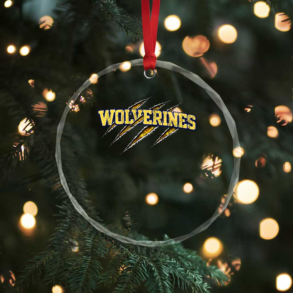 Wolverine Lover Sports Game Day Scratch Mark Crystal Glass Ornament TS11 Print Your Wear