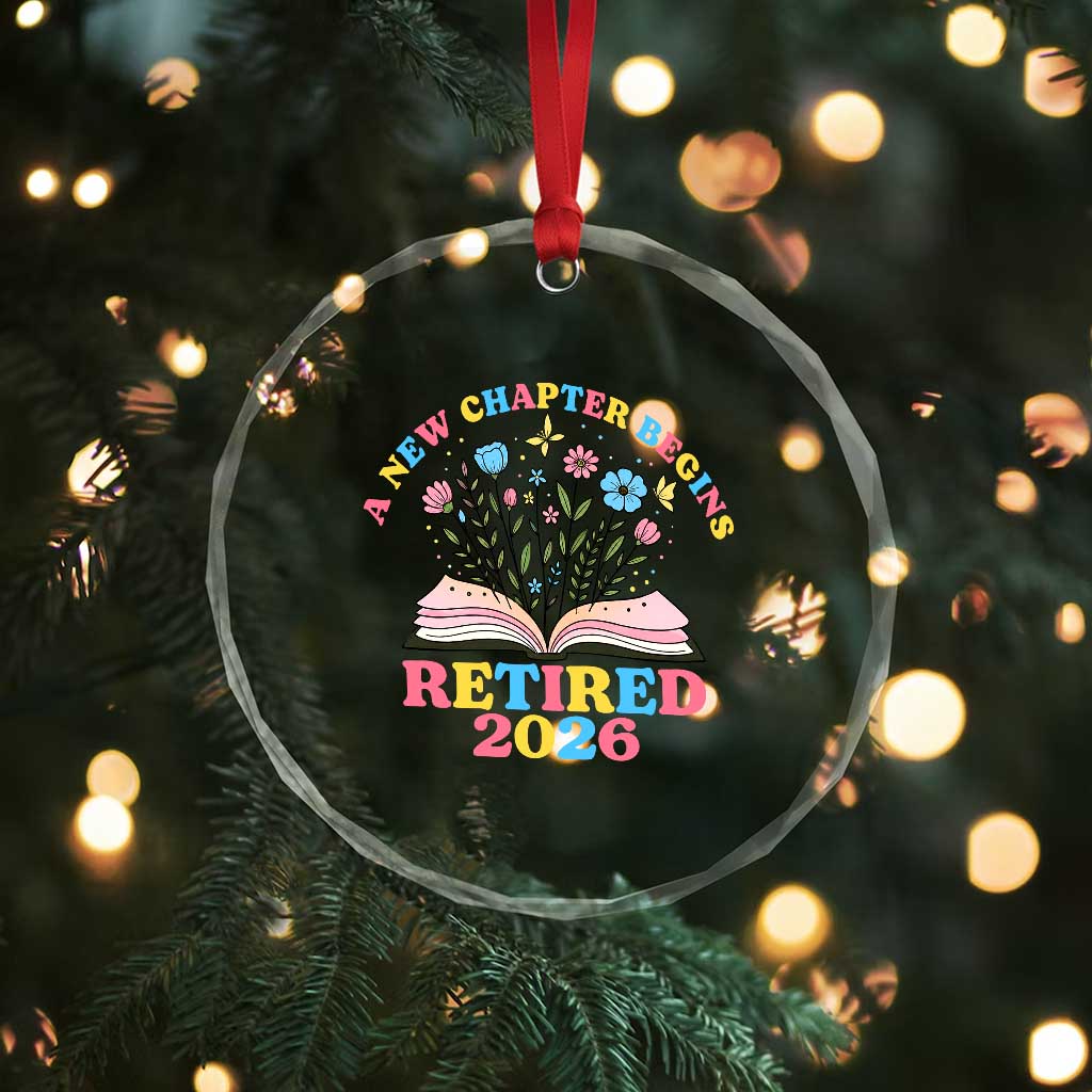 Women Retirement Life Crystal Glass Ornament Retired 2026 A New Chapter Begins Floral Book