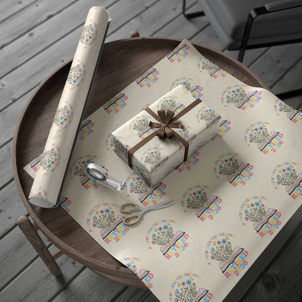 Women Retirement Life Wrapping Paper Roll Retired 2026 A New Chapter Begins Floral Book