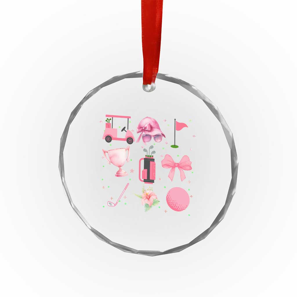 Womens Golf Lover Crystal Glass Ornament Cute Pink Bow Golf Sports Gift TS12 Print Your Wear
