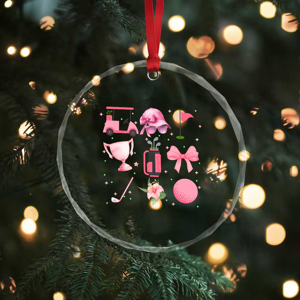Womens Golf Lover Crystal Glass Ornament Cute Pink Bow Golf Sports Gift TS12 Print Your Wear