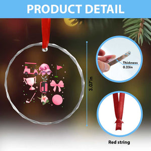 Womens Golf Lover Crystal Glass Ornament Cute Pink Bow Golf Sports Gift TS12 Print Your Wear