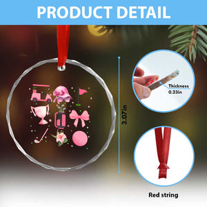Womens Golf Lover Crystal Glass Ornament Cute Pink Bow Golf Sports Gift TS12 Print Your Wear