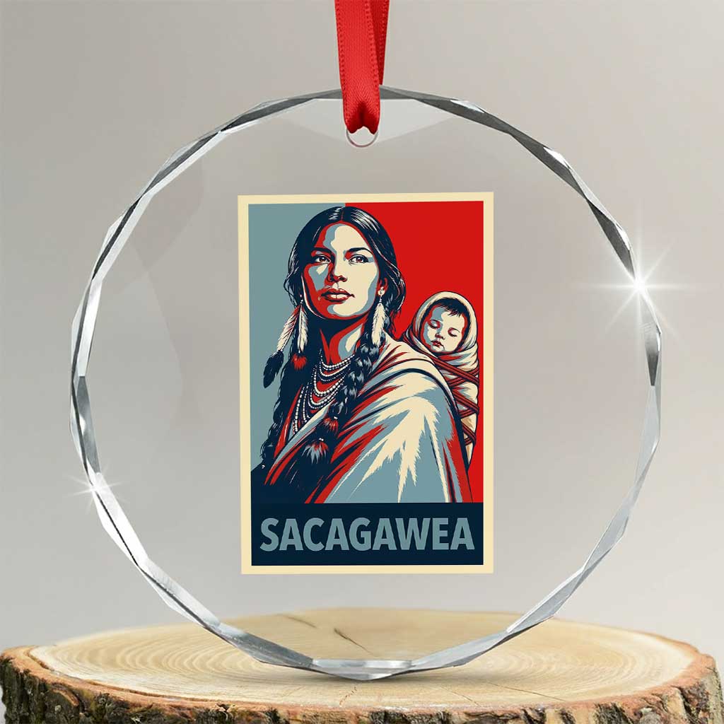 Womens History Month Sacagawea Crystal Glass Ornament Native American Heritage Graphic TS12 Transparent Glass 3'' Circle Print Your Wear