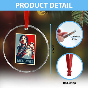 Womens History Month Sacagawea Crystal Glass Ornament Native American Heritage Graphic