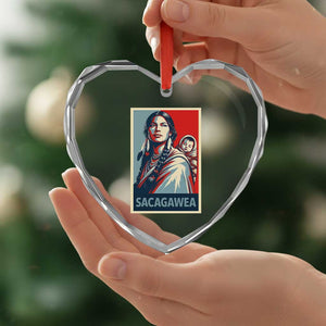 Womens History Month Sacagawea Heart Crystal Glass Ornament Native American Heritage Graphic